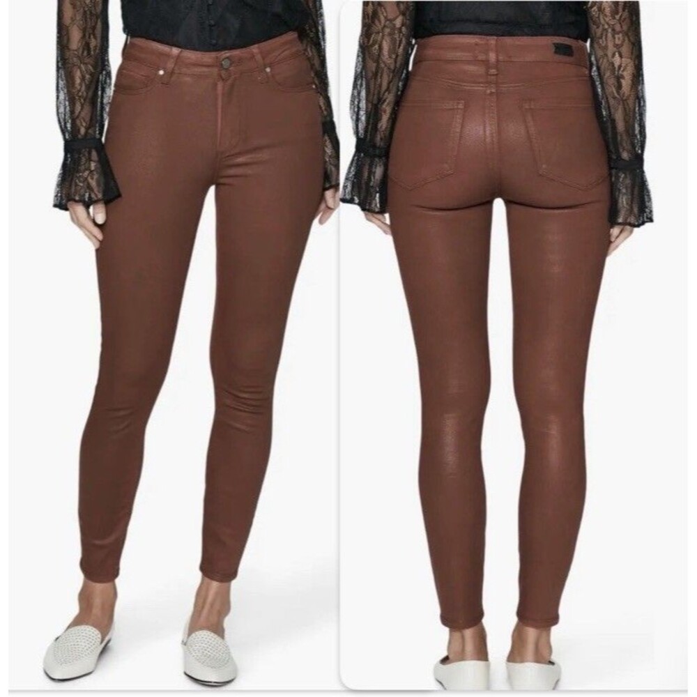PAIGE Hoxton Coated High Waist Ankle Skinny Jeans NWT Size 23 - Picture 1 of 12